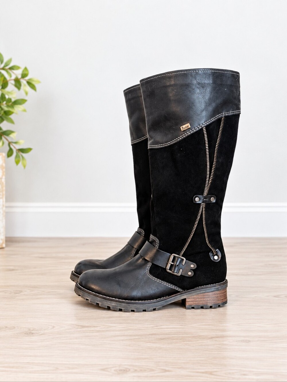 Rieker Women's Black Knee-High Boots Size 37